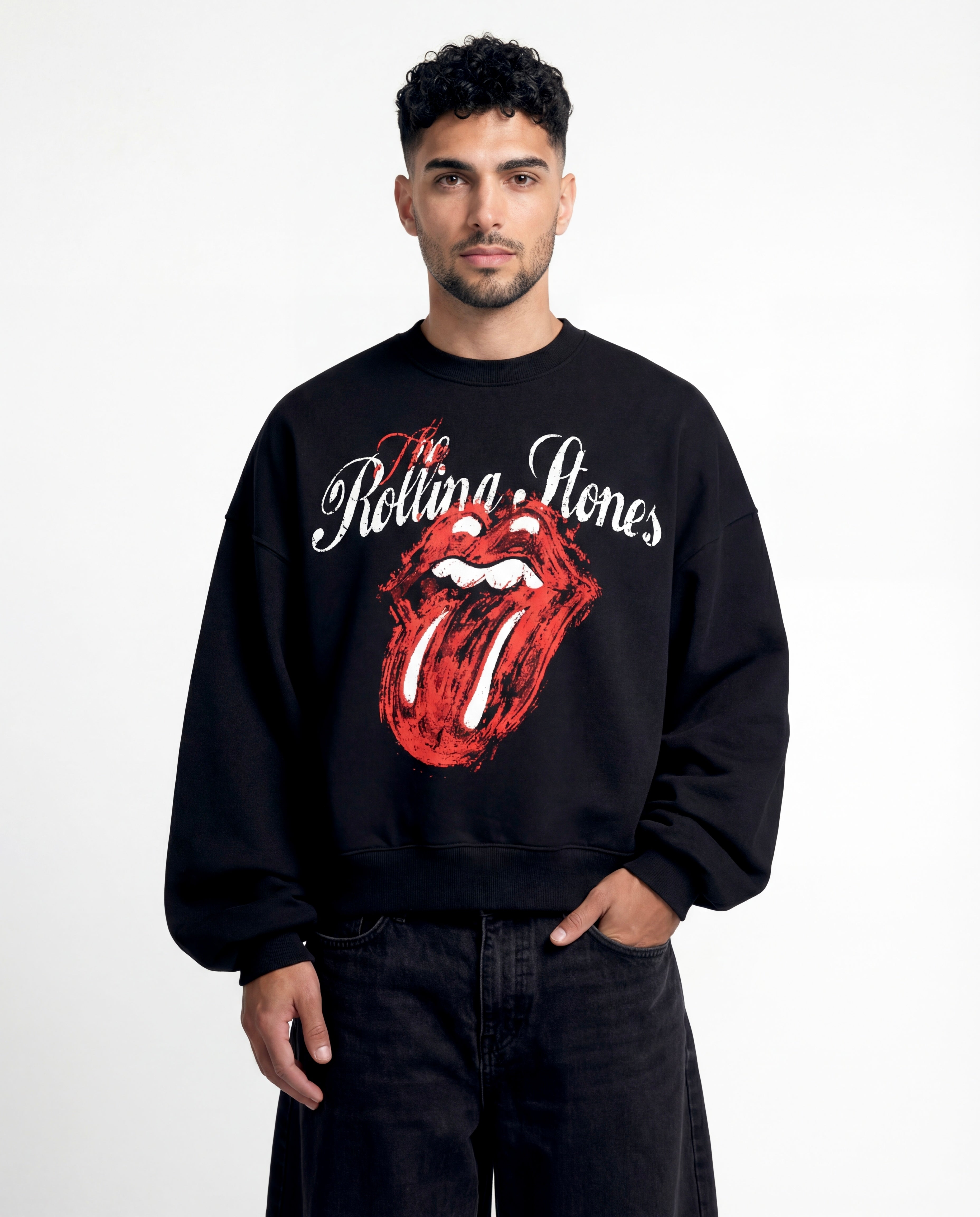 The Rolling Stones Black Boxy Sweatshirt