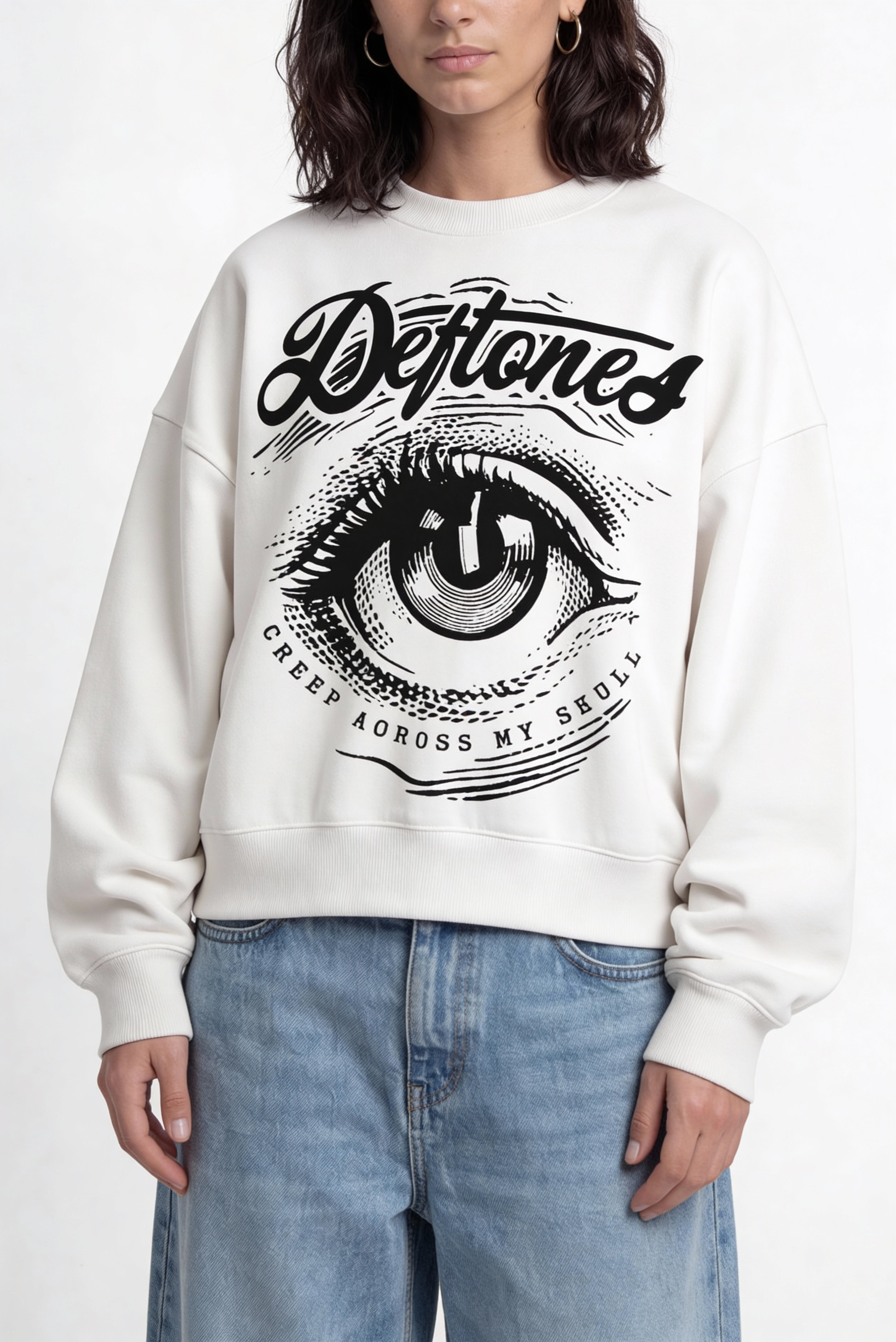 Deftones Eye White Boxy Sweatshirt