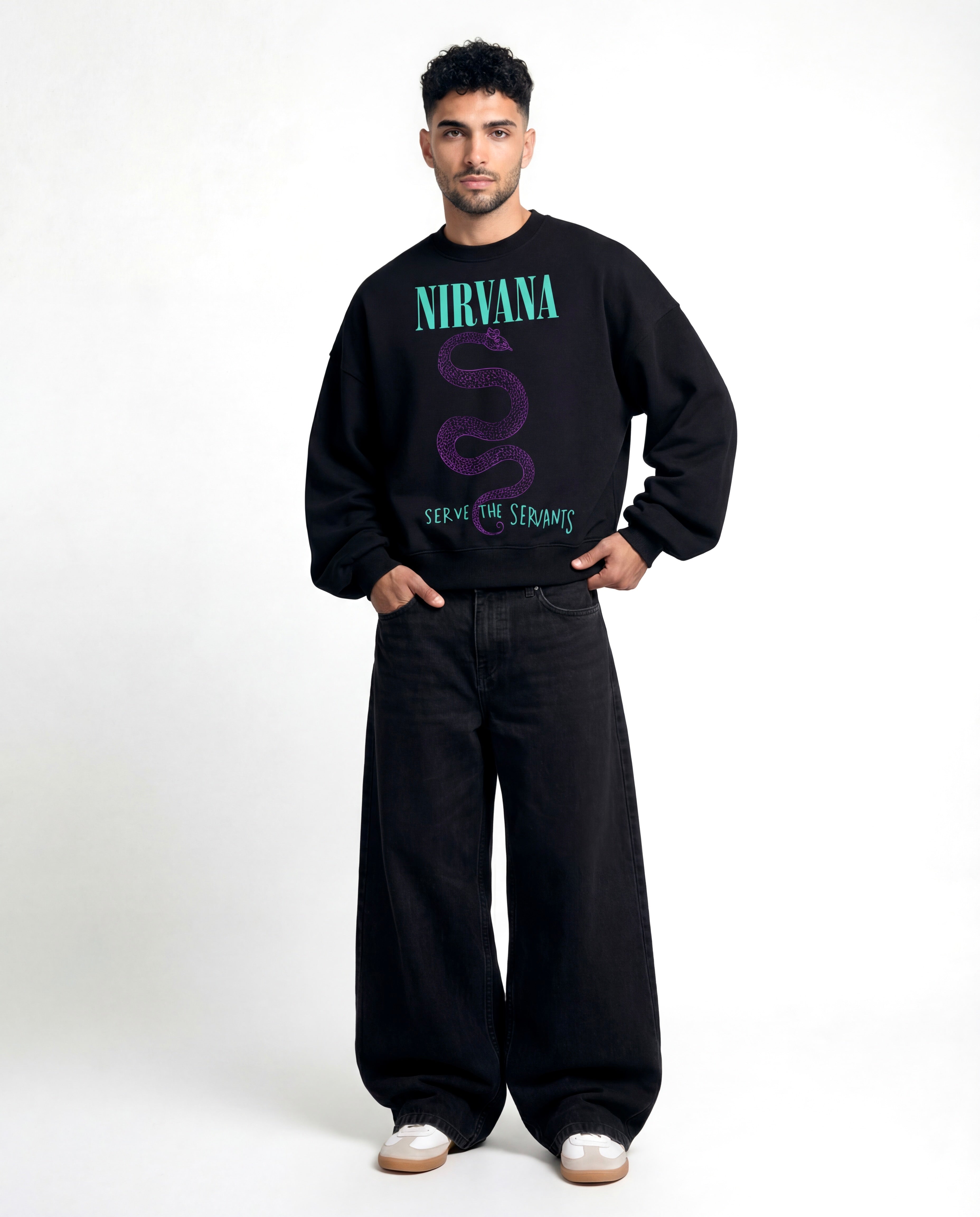 Nirvana Snake Black Boxy Sweatshirt