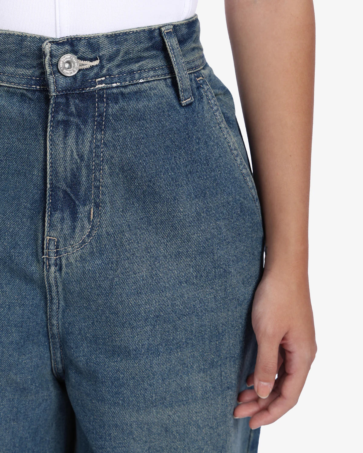 Washed Indigo Blue Skater Baggy Jean
