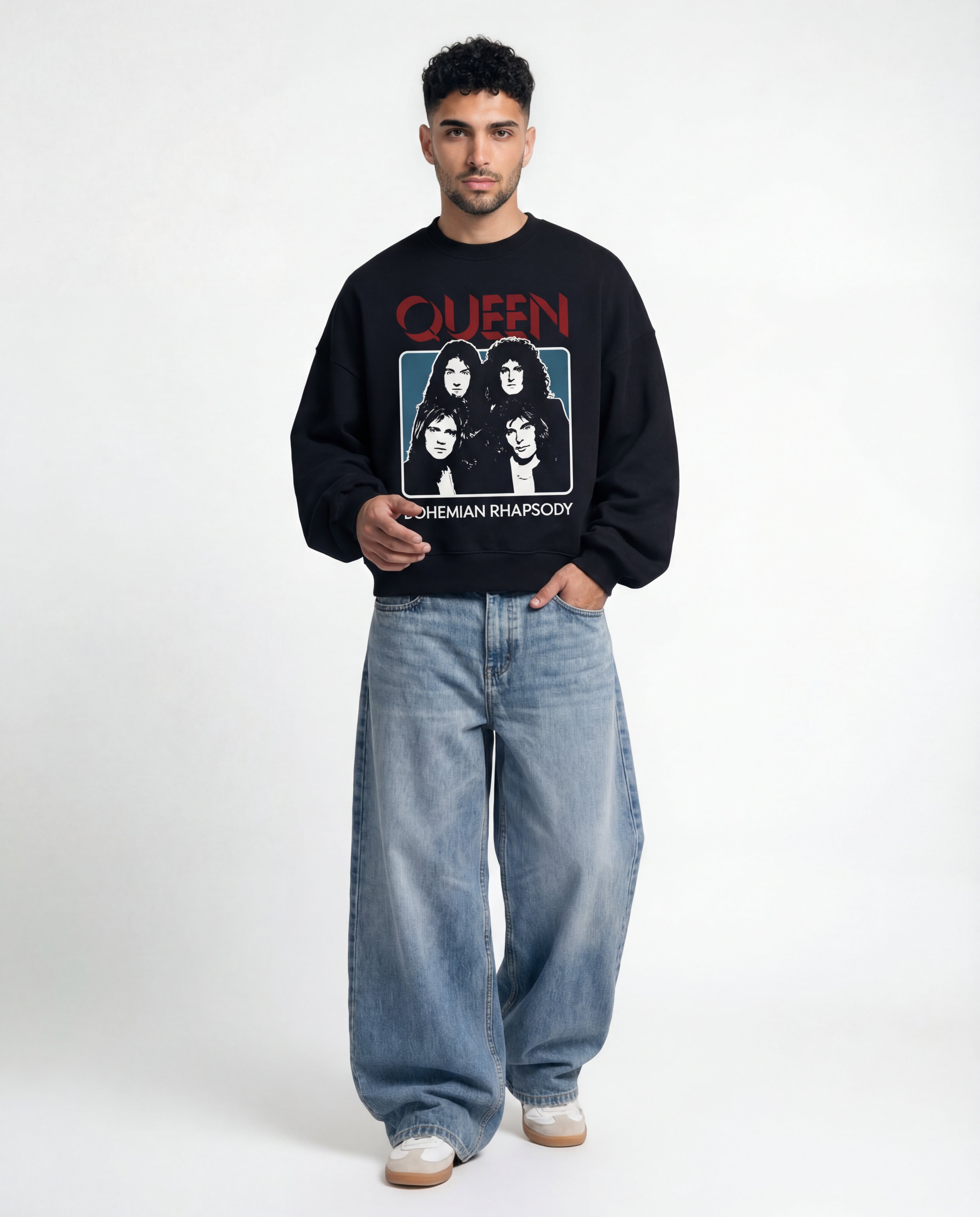 Queen Black Boxy Sweatshirt