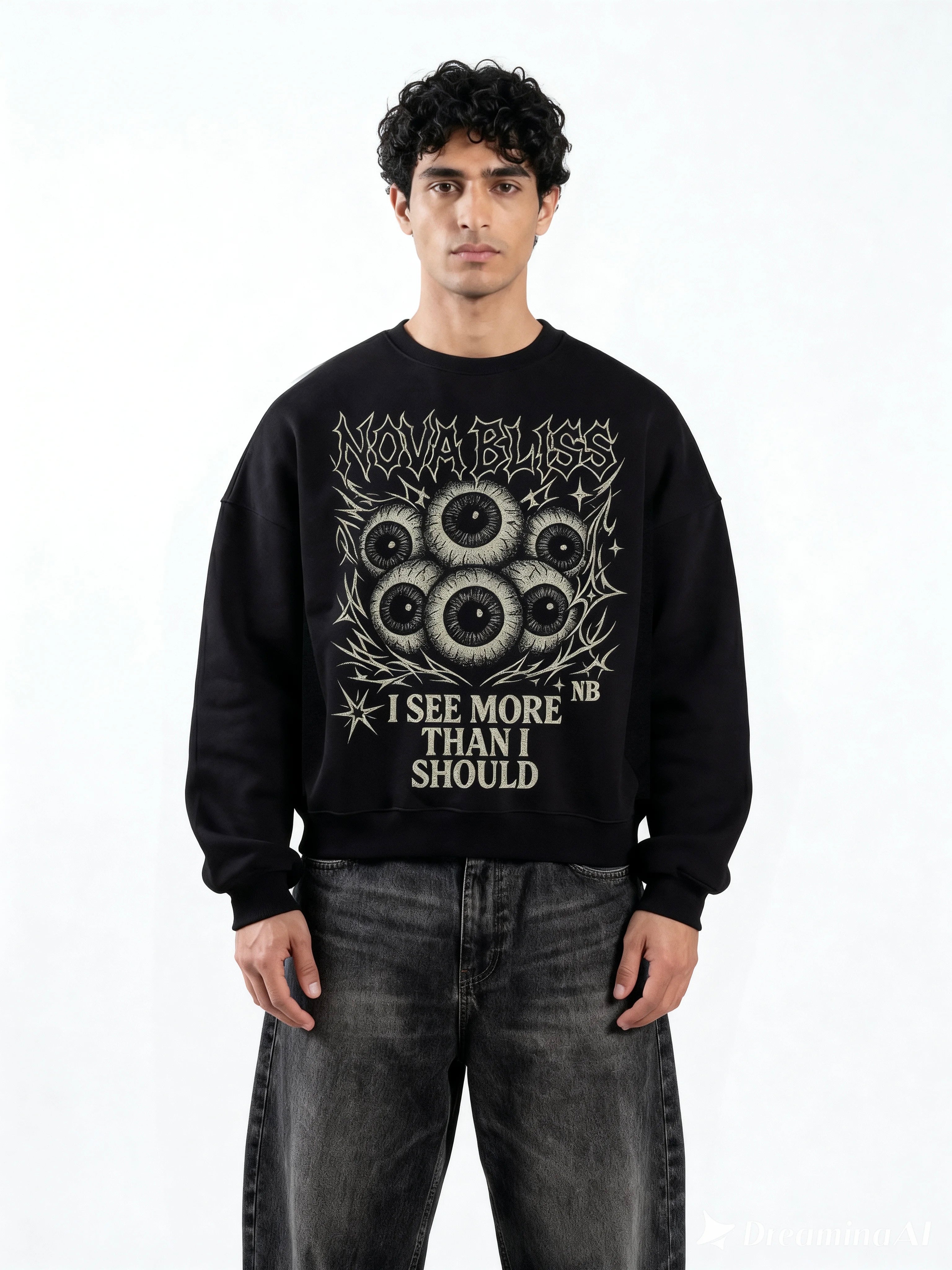 I See More Black Boxy Sweatshirt