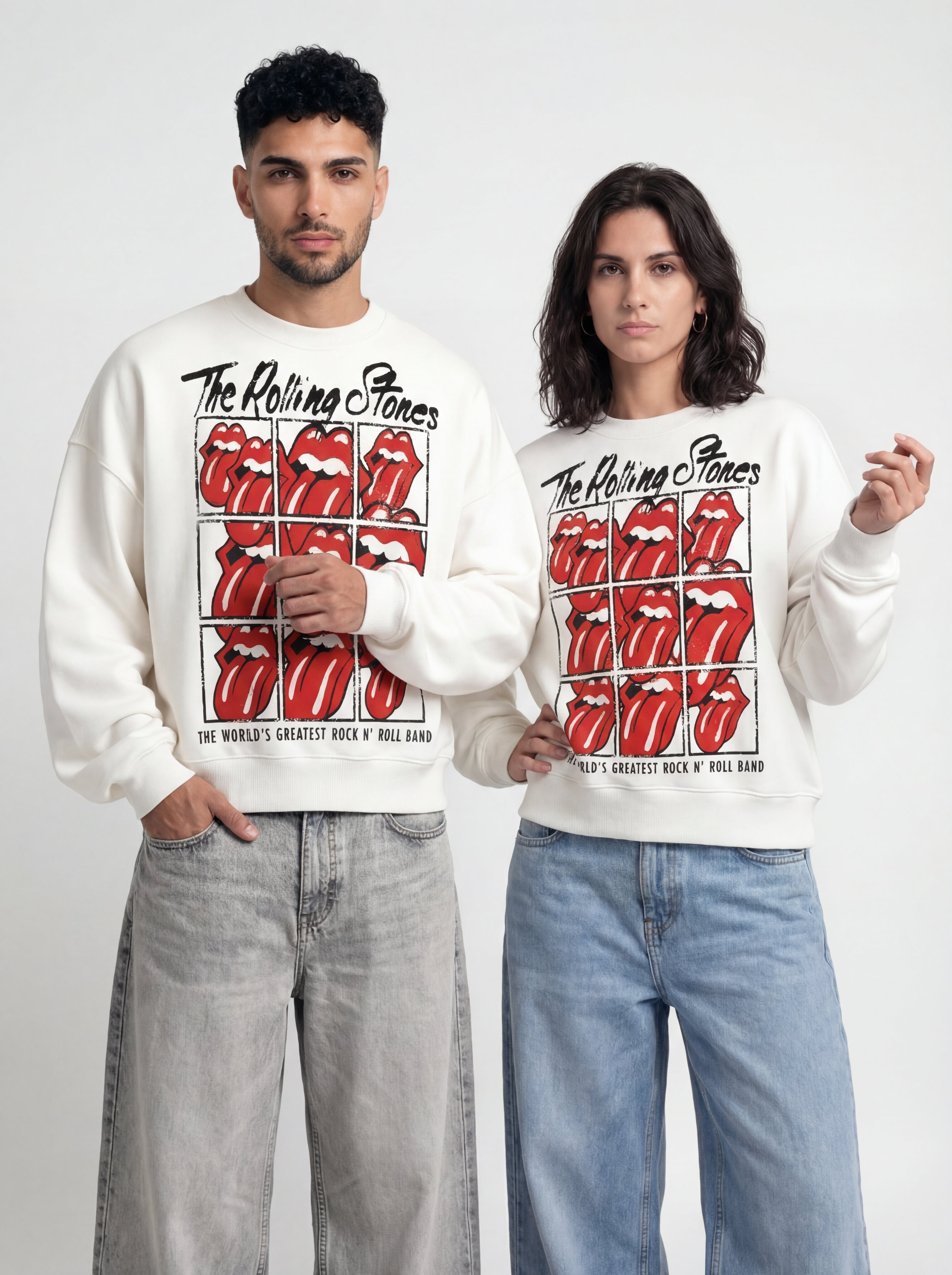 The Rolling Stones White Boxy Sweatshirt