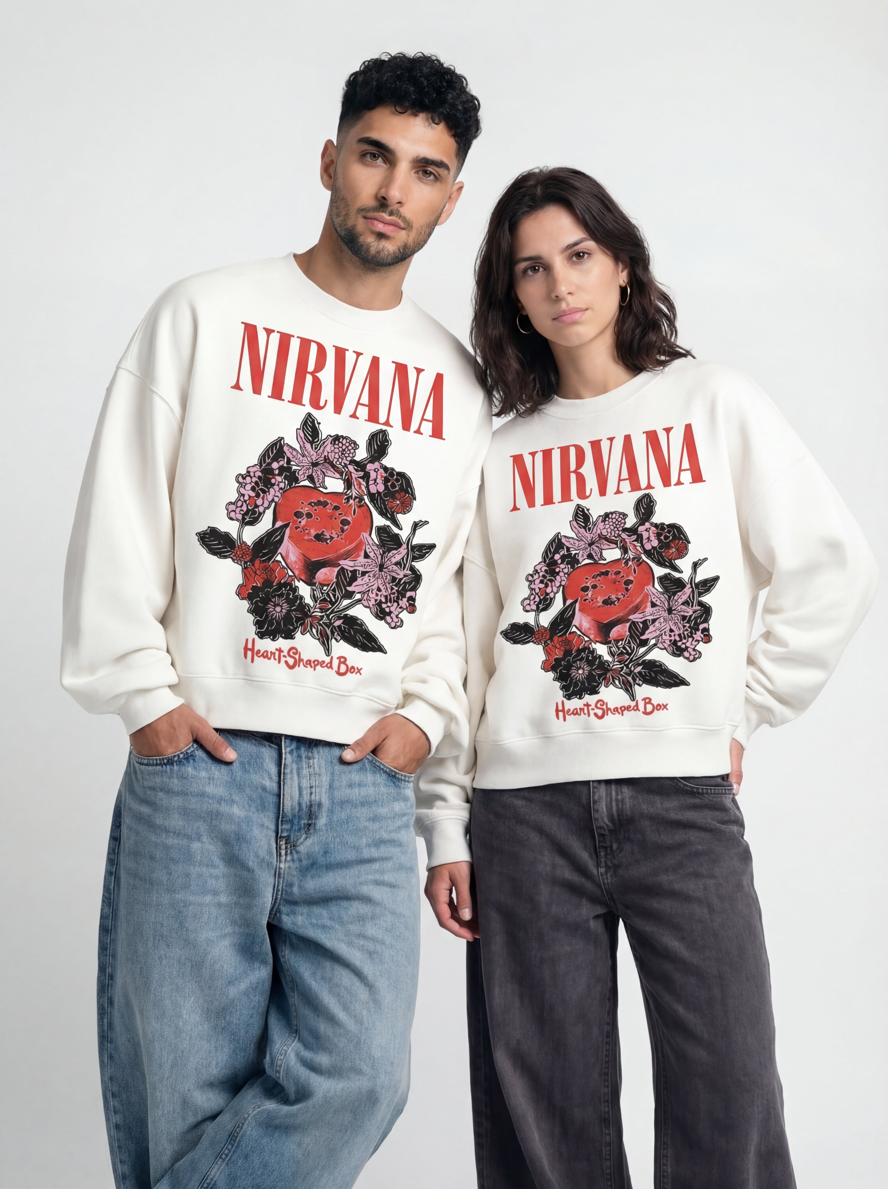 Heart Shaped Box Nirvana White Boxy Sweatshirt