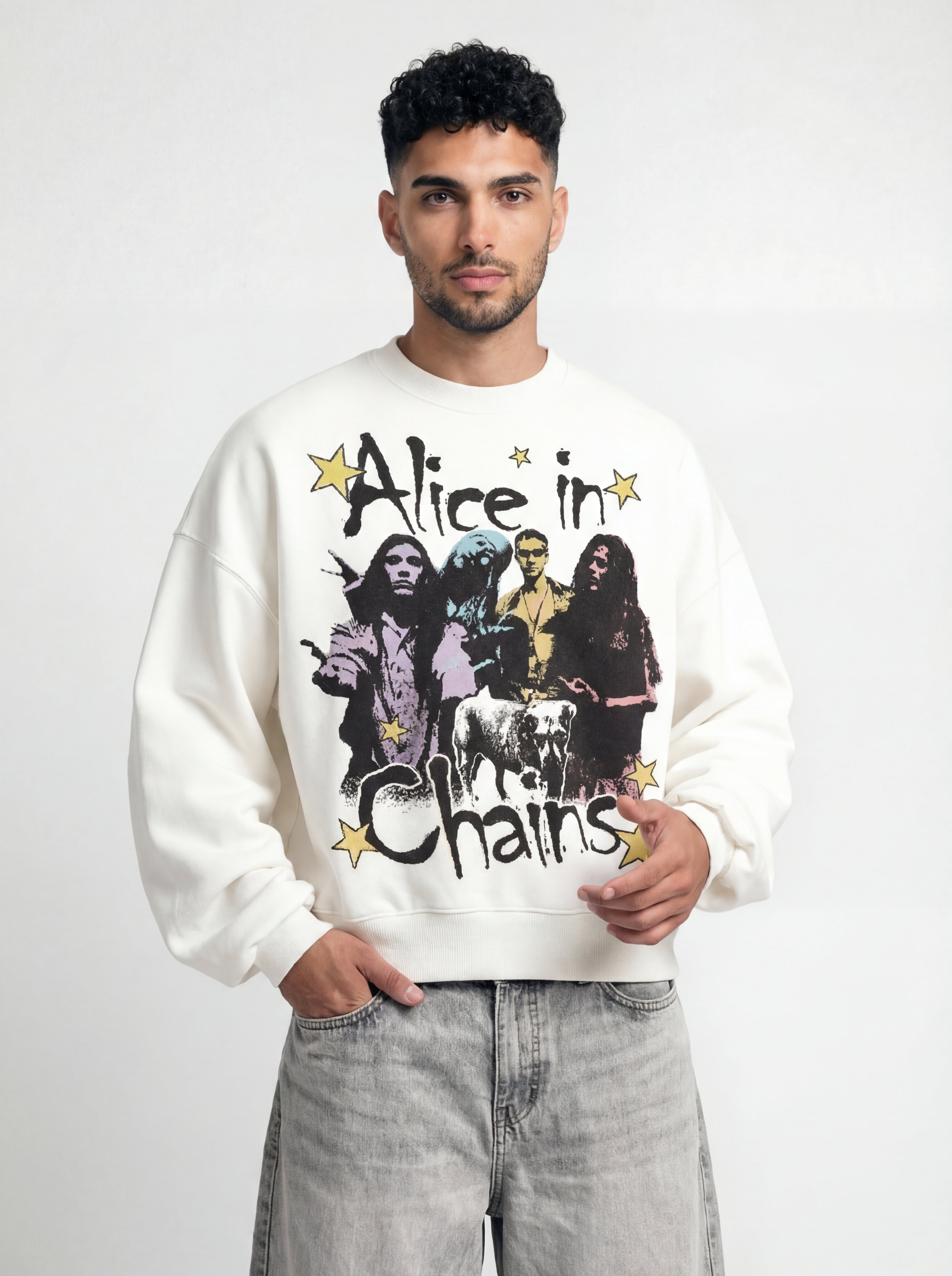 Alice In Chains White Boxy Sweatshirt
