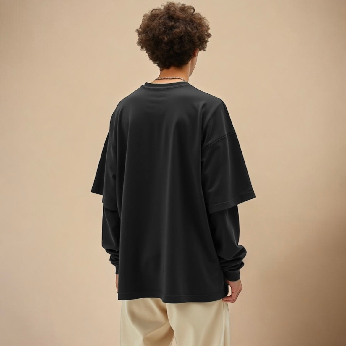 Layered Sleeves Black T-shirt