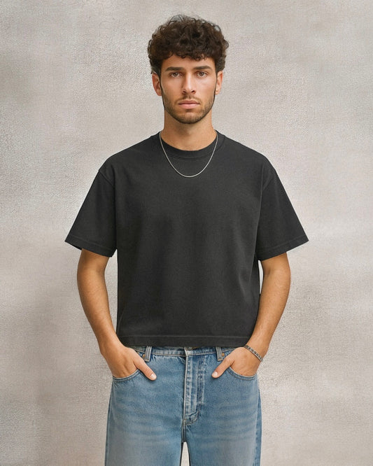 Boxy Fit Black Tee