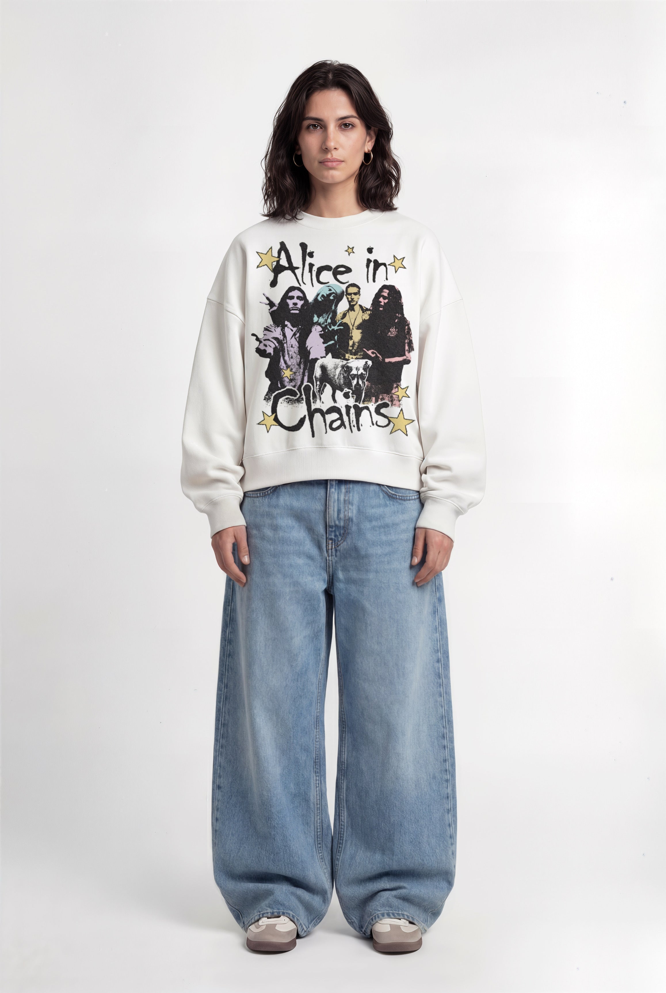 Alice In Chains White Boxy Sweatshirt