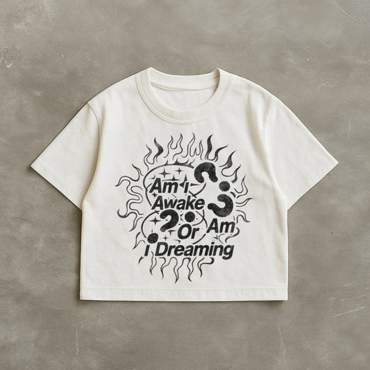 Am I Awake White Boxy Tee