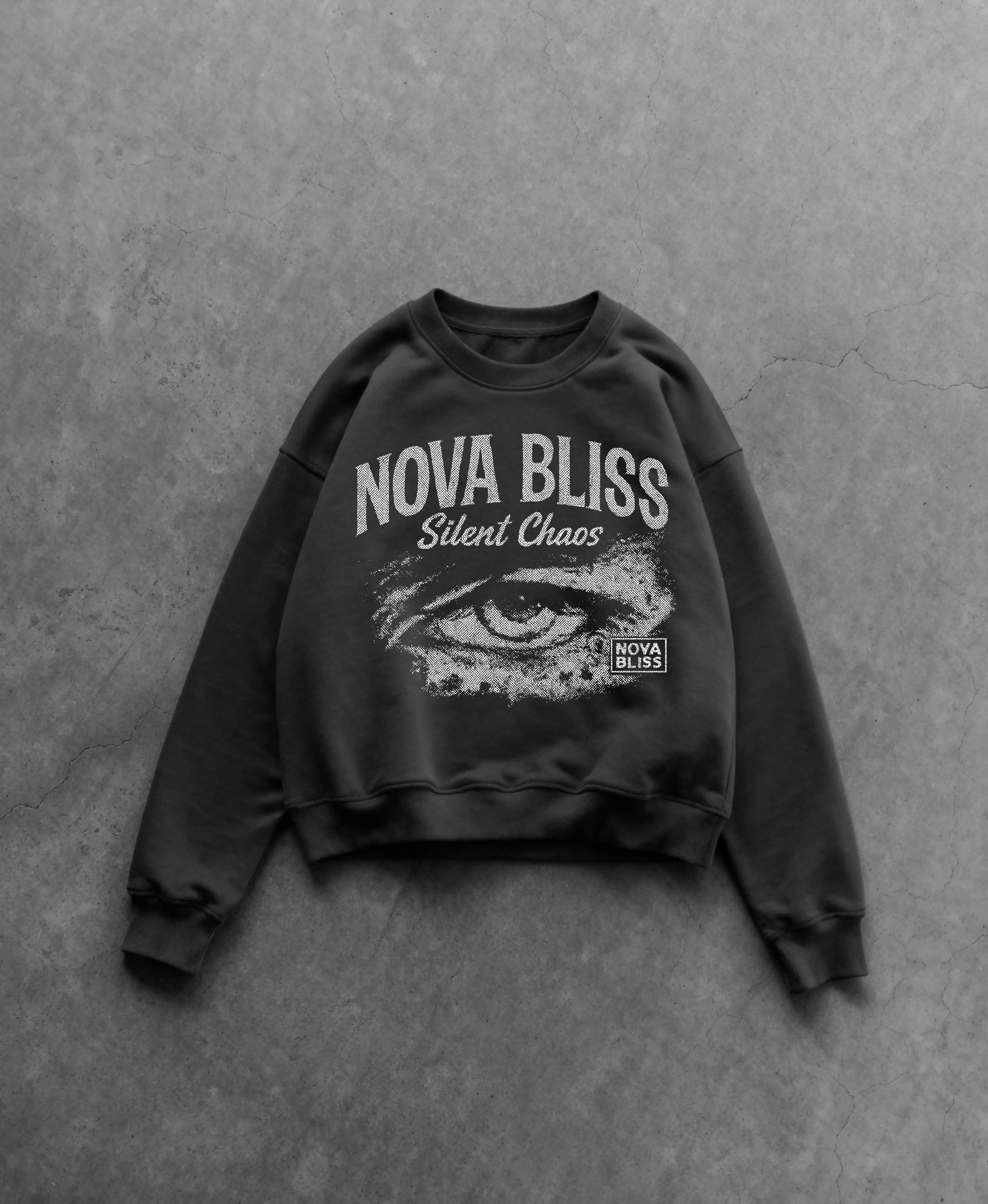 Silent Chaos Black Boxy Sweatshirt