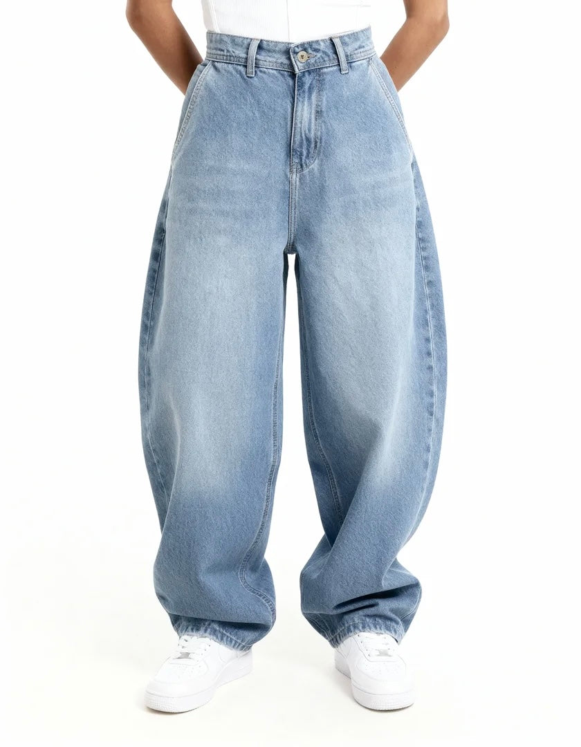 Mid Blue 86 Straight Baggy Jeans