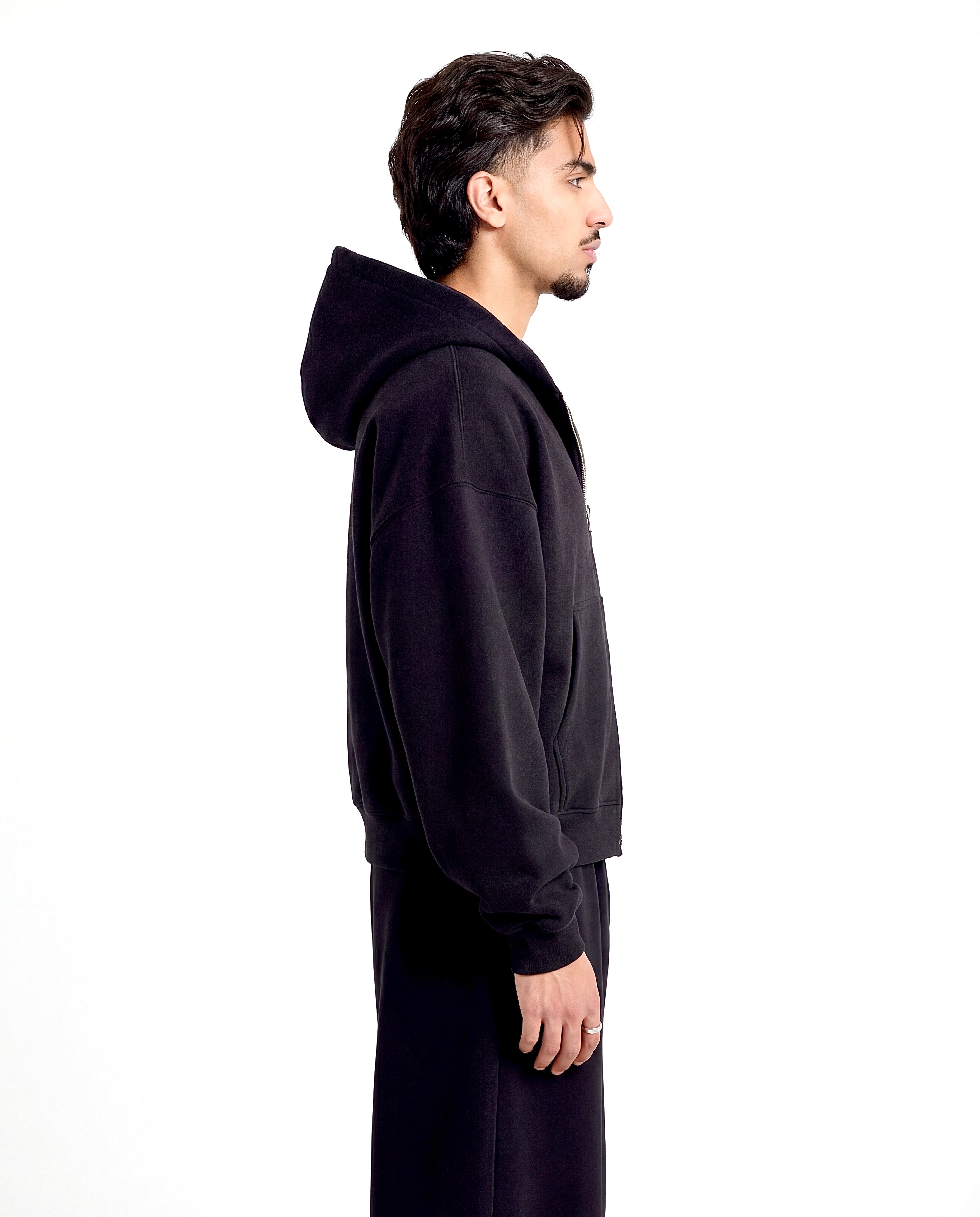 Black Boxy Zip Up Jacket