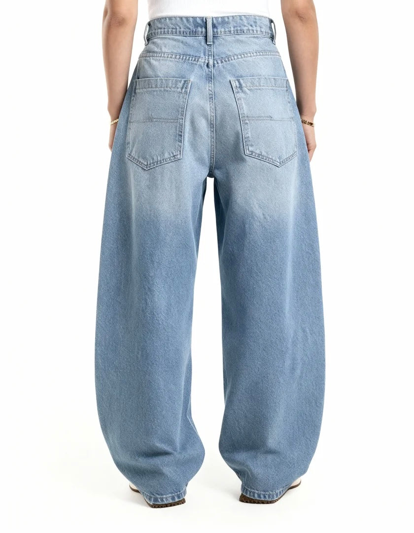 Mid Blue 86 Straight Baggy Jeans