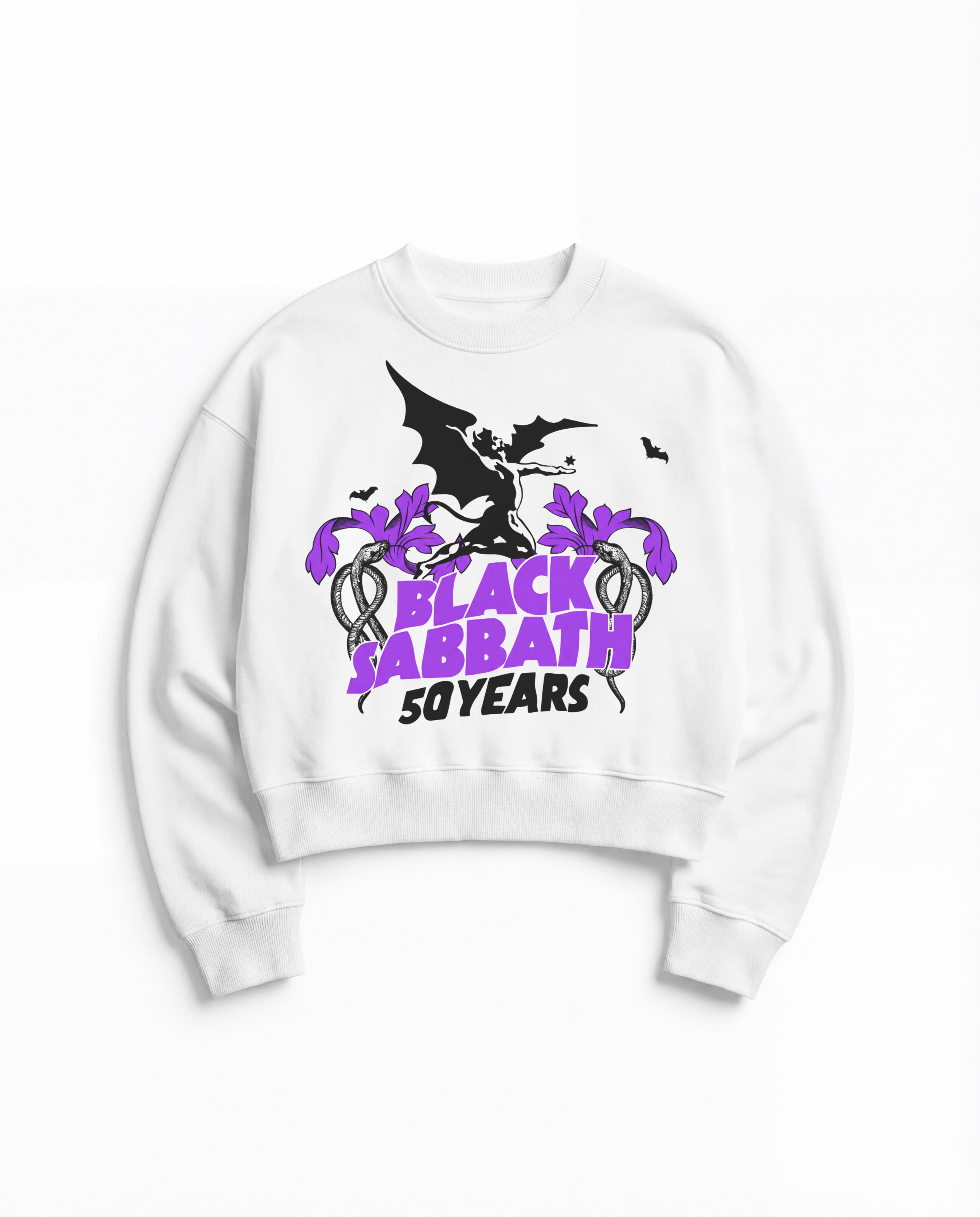 Black Sabbath White Boxy Sweatshirt