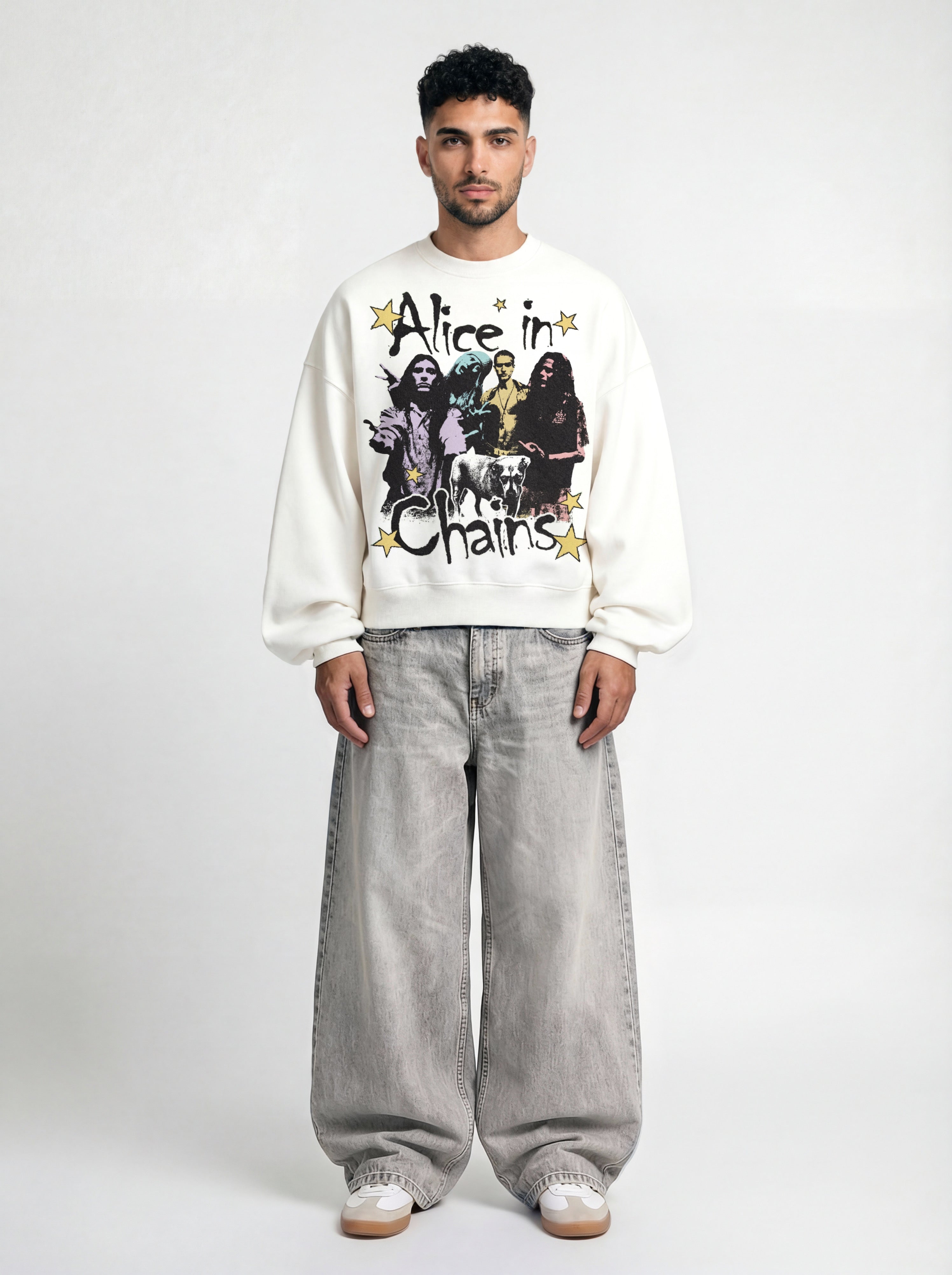 Alice In Chains White Boxy Sweatshirt