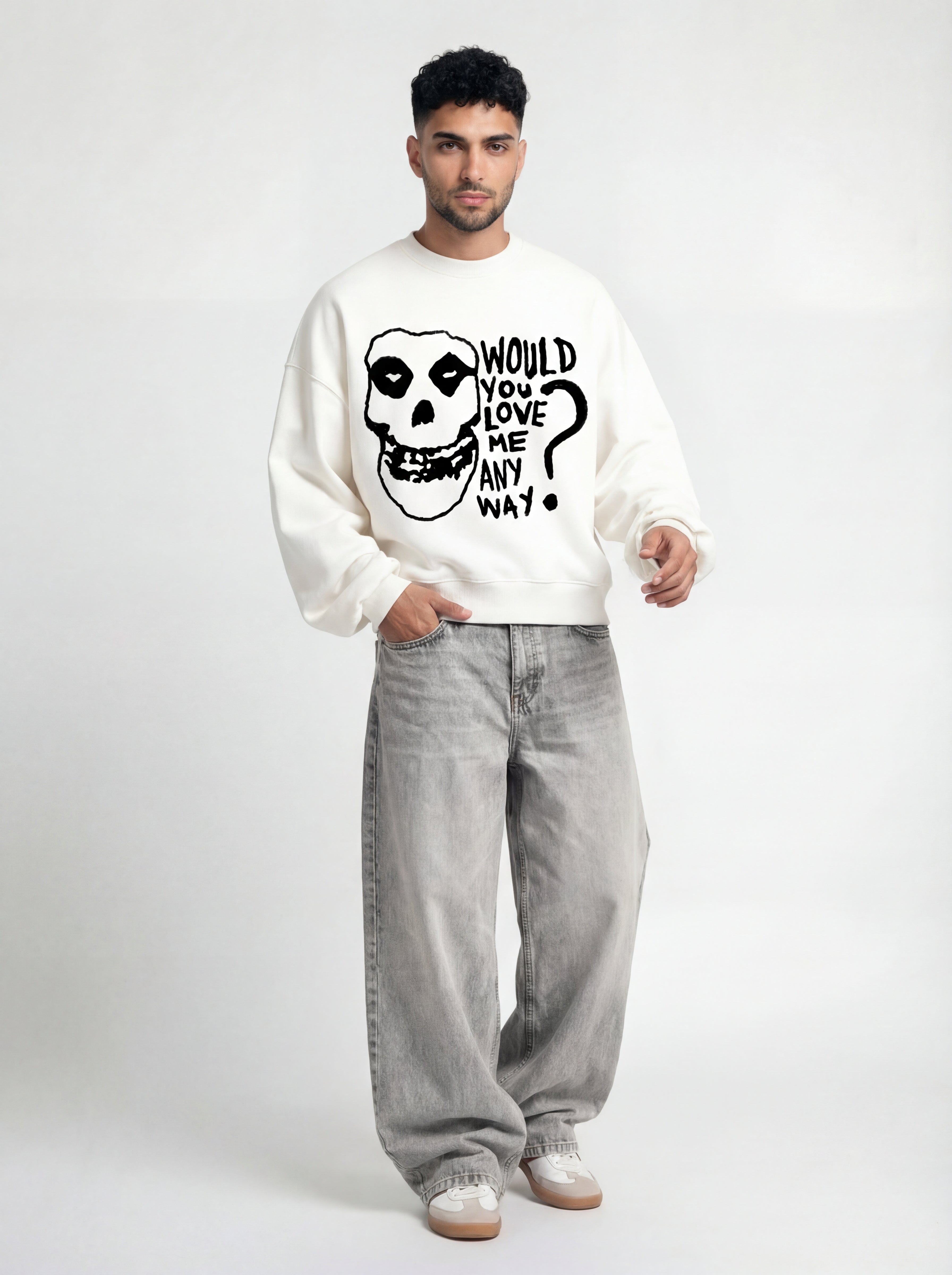 Would You? Misfits White Boxy Sweatshirt