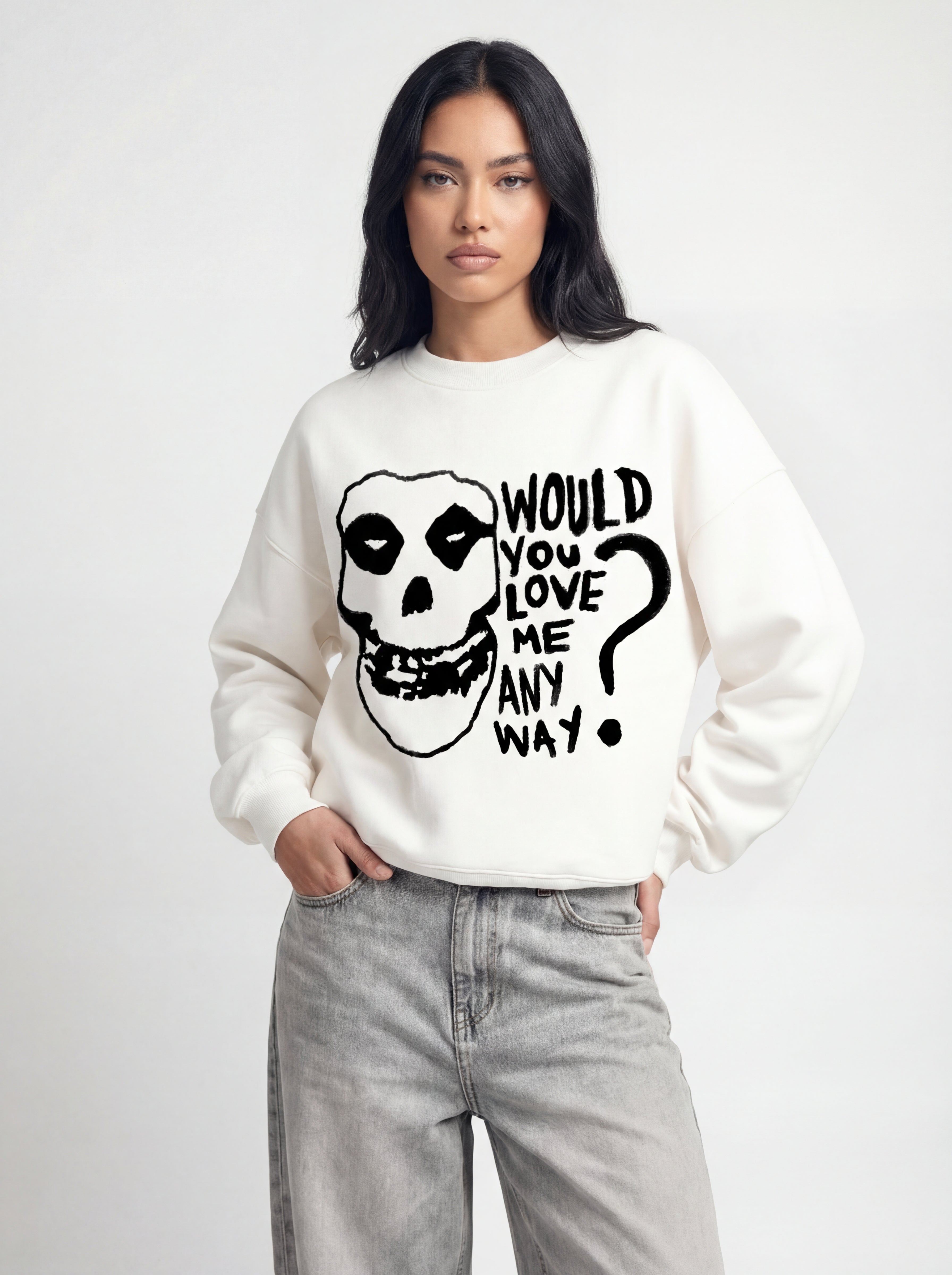Would You? Misfits White Boxy Sweatshirt