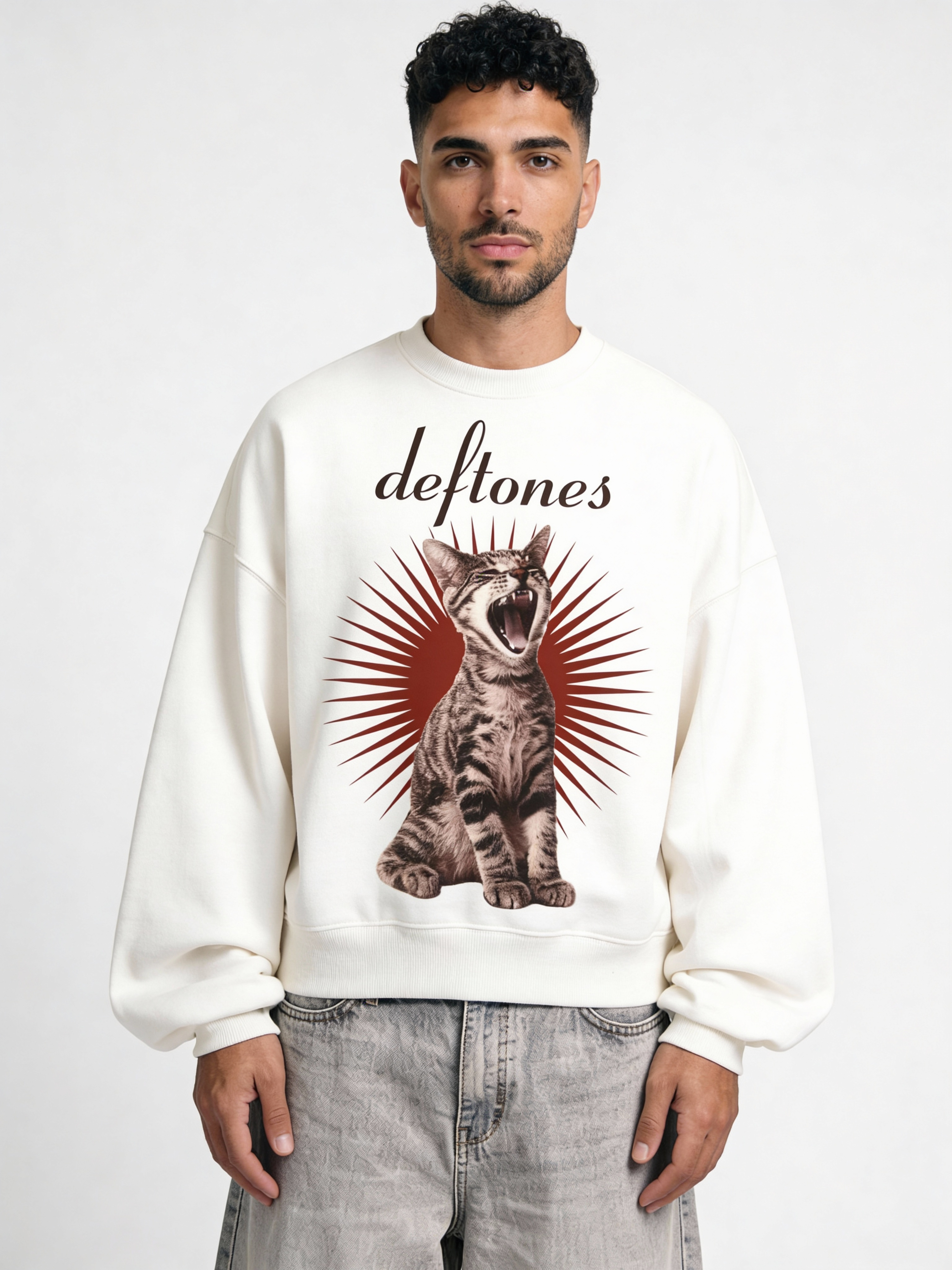 Classic Deftones White Boxy Sweatshirt