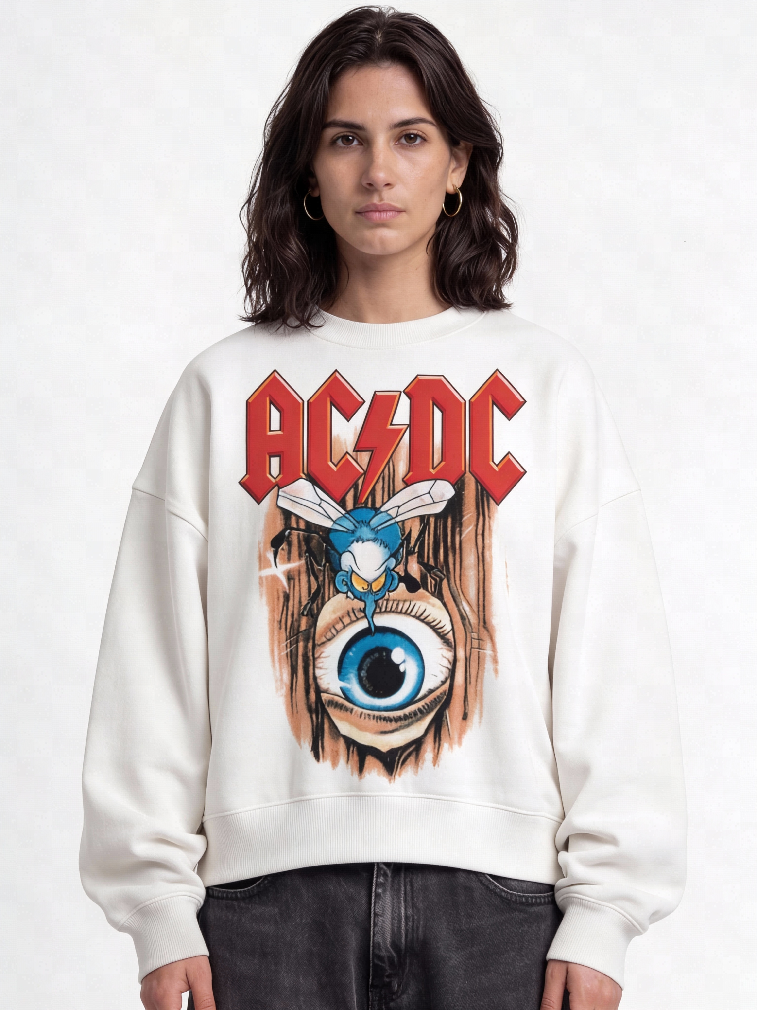 ACDC White Boxy Sweatshirt