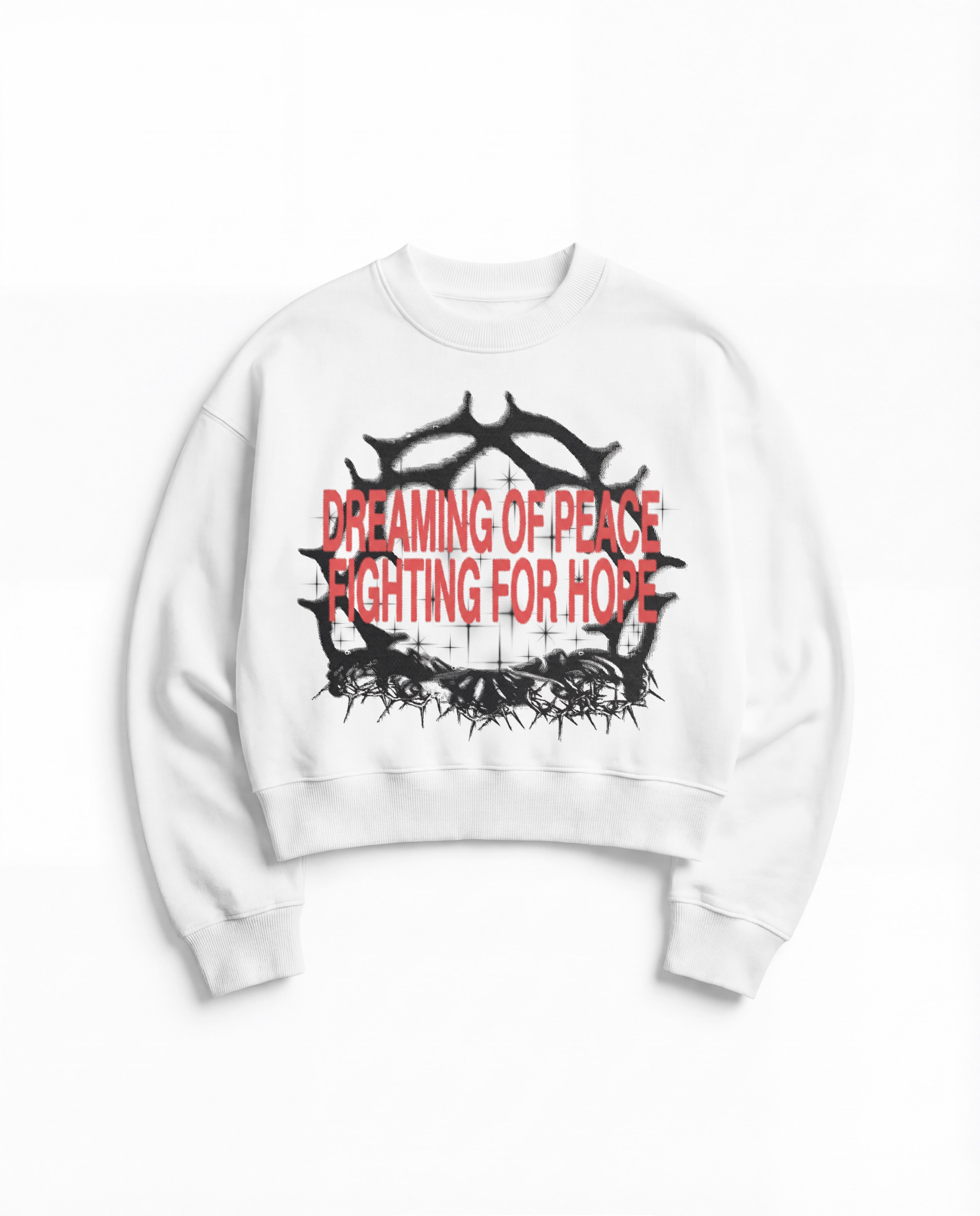 Dreaming Of Peace White Boxy Sweatshirt