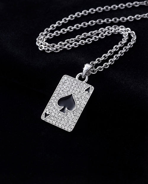 Ace Card Necklace – Silver Stainless Steel