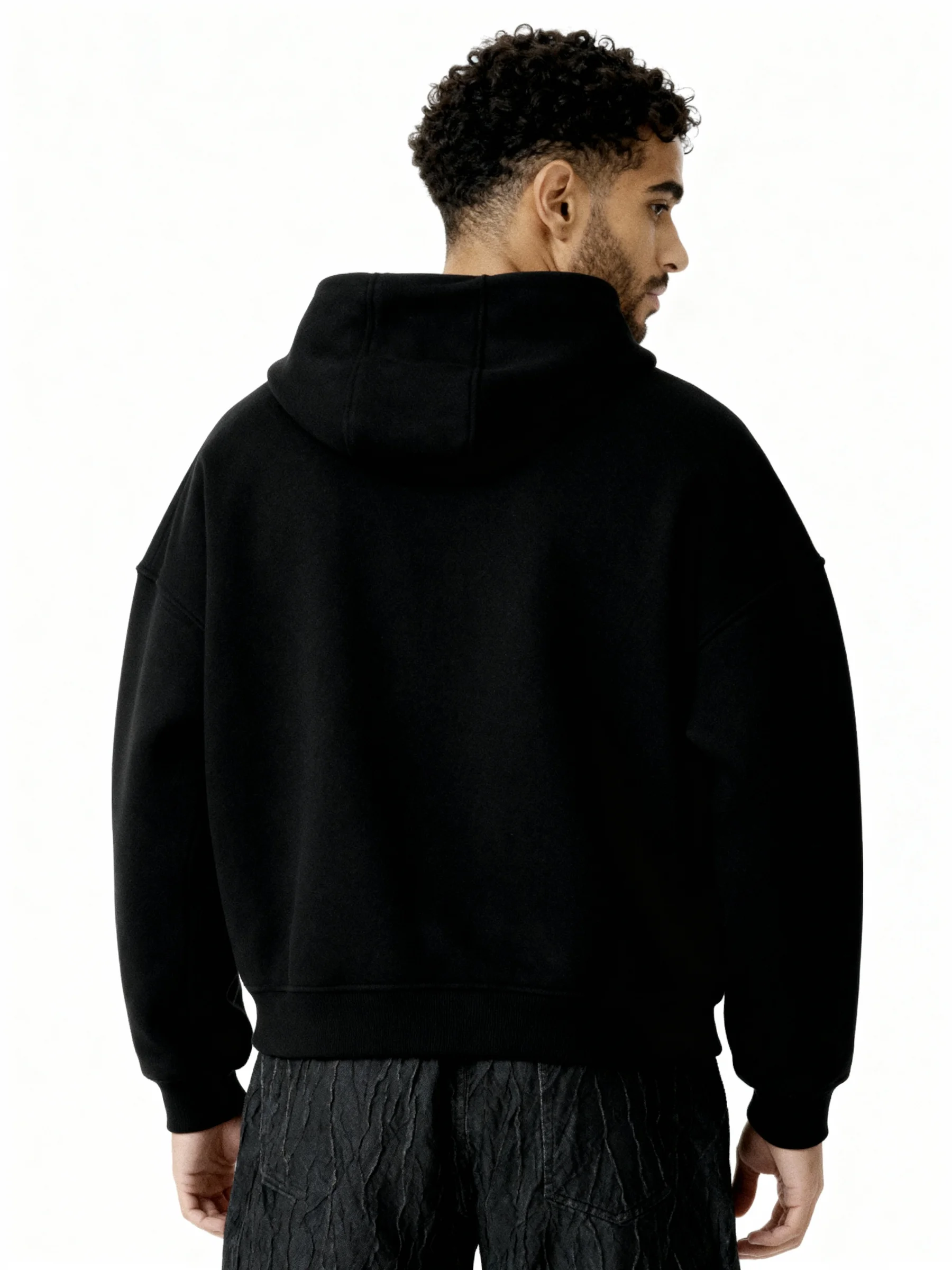 Black Boxy Zip Up